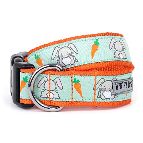 The Worthy Dog Bunnies Dog Collar Adjustable Heavy Duty Nylon Dog Collar With Strong Quick Release Buckle, Fits Large Size Dogs Mint