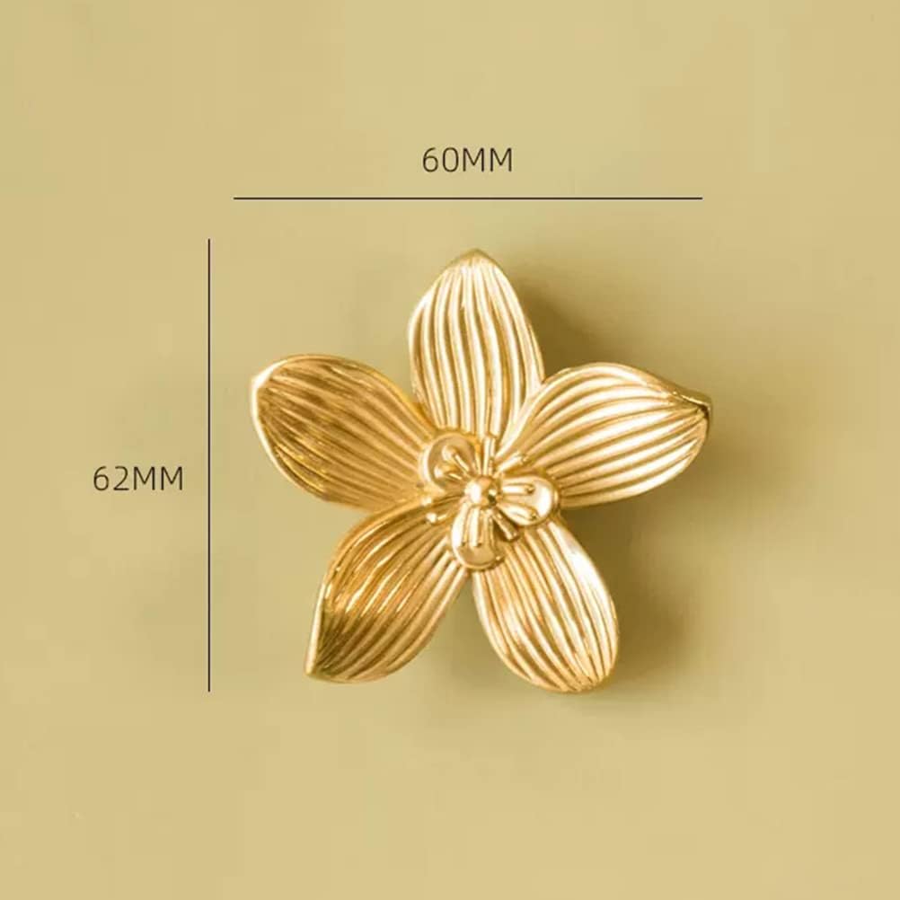 Petal Knobs Brushed Gold Cabinet Knobs, Dresser Drawers Knob Cute Handle Hardware Door Knobs, 8 Pack