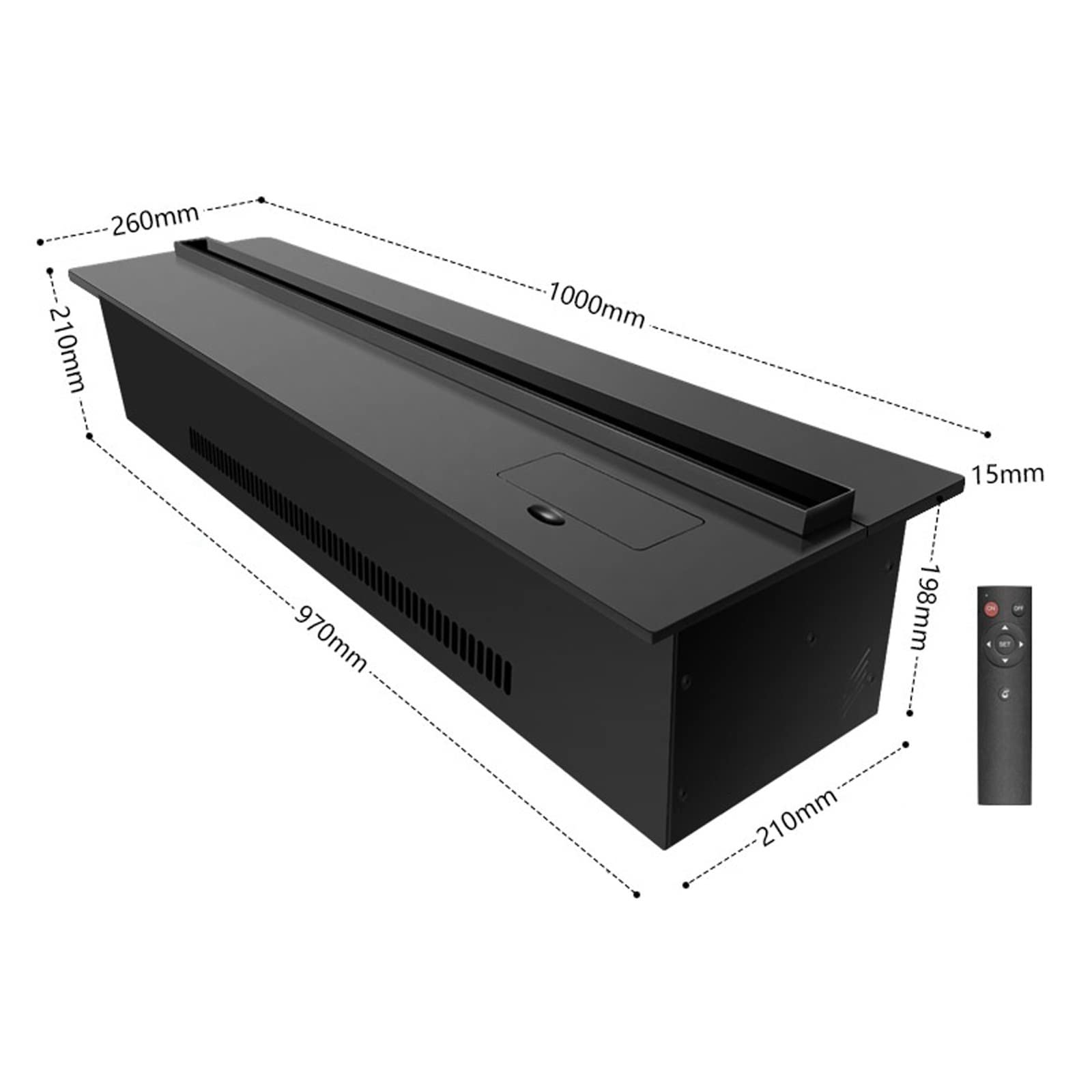 Elektryczny Kominek Metalowy Panel 13 ?Kolory Wkład Płomieniowy Kominek Ścienny Z Pilotem i Ukrytymi Przyciskami ? Kominek Parowy Elektryczny Kominek,One Color 100cm