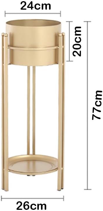 Flower Pot Shelves Black Metal Display Holders European Style Gold Plant Pot Shelving Rack Garden Display Storage Shelf Home Decoration Stand(Pots Include)(M)