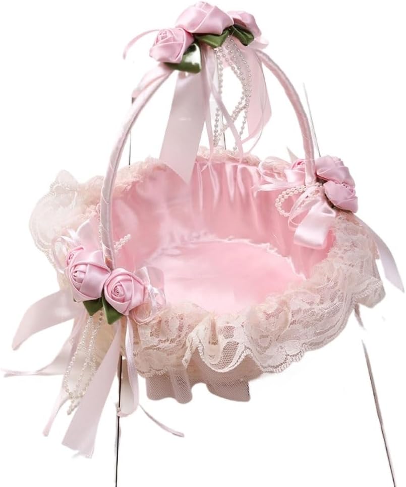 HBJWOV Wedding Flower Basket Handheld Vine Weaving Child Scattering