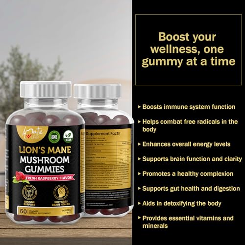 Amate Life Mushroom Gummies for Adults | 10 Mushroom Complex with Lions Mane Reishi Chaga & Cordyceps Mushroom | Brain, Immune & Energy Support | Raspberry Flavor - Image 6