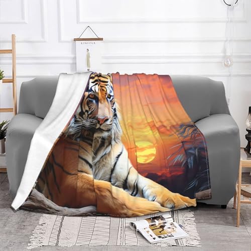 Couverture en peluche tigre 152x127 cm idée cadeau déco originale - 3