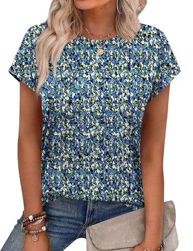 Image of Alaroo Womens Summer Tops Short Sleeve Shirts Crew Neck Tshirt Cute Trendy Tunic Blouses (S-3XL)