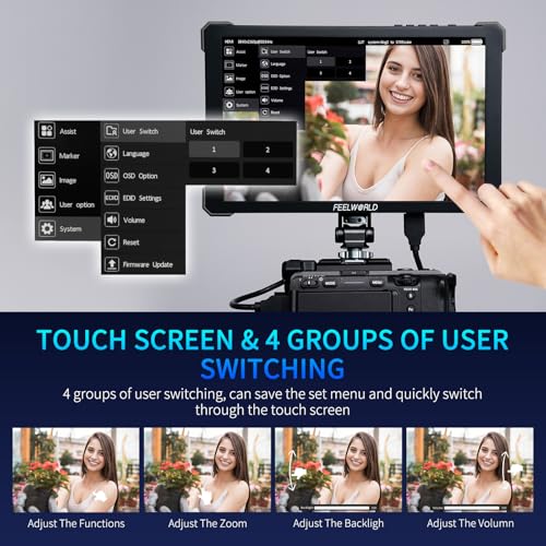 Image of FEELWORLD T10 10.1 Inch FHD 500nit Aluminium Camera Field DSLR Monitor Touchscreen Waveform HDR 3D LUT Out F970 Install and Power Kit