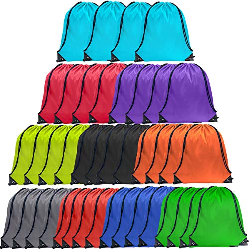 Drawstring Backpack Cinch Bag Drawstring Bags Bulk Draw String Sport Nylon Bag 10 Color (10 Color, 40PCS)
