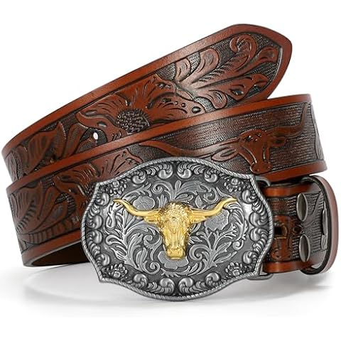 VONMELLI Floral Engraved Cowboy Belt Cover