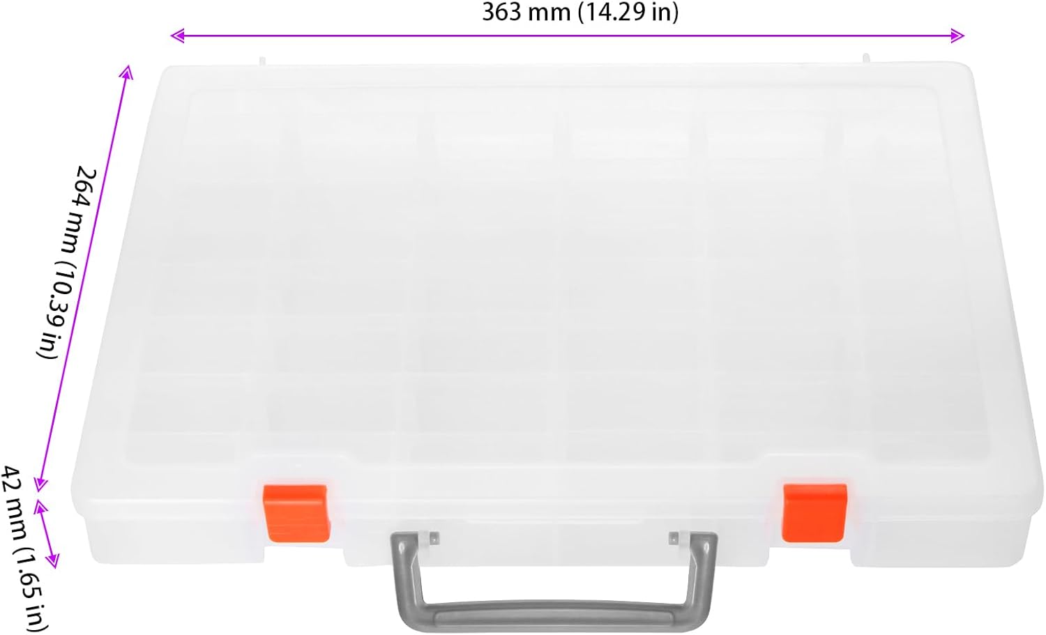 2 PCS 48 Grids Plastic Organizer Container Storage Box, Clear compartment Storage Boxes, Large Storage Box with Adjustable Dividers for Bead Button Jewelry Small Parts DIY Accessories