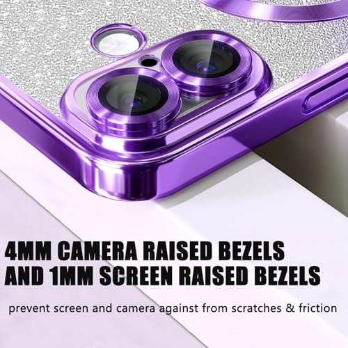 Misscase for iPhone 16 Magnetic Glitter Case Compatible with MagSafe,Full Protection Slim Shockproof Anti-Scratch Case with Camera Lens Protector Logo View Dust-Proof Net for Women Purple by Misscase - Used condition - Image 7