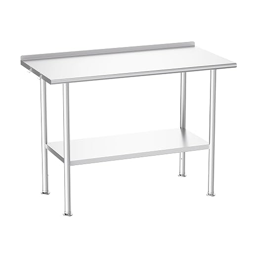 Atelicf NSF Stainless Steel Prep Table 24X48 inch with Backsplash