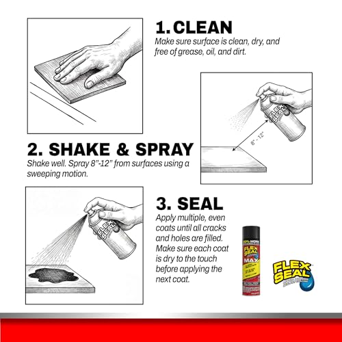 Image of Flex Seal MAX, 17 oz, 4-Pack, Black, Stop Leaks Instantly, Waterproof Rubber Spray On Sealant Coating, Perfect for Gutters, Wood, RV, Campers, Roof Repair, Skylights, Windows, and More
