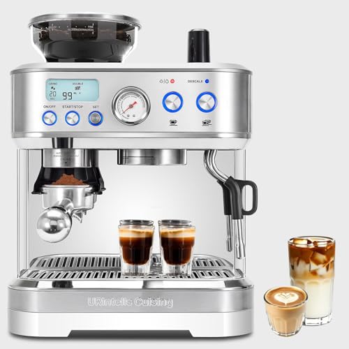 Urintells Cuising Espresso Machine With Grinder, Espresso Maker With 58Mm Portafilter & Milk Frother