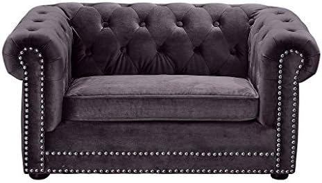 TOV Furniture The Dachshund Collection Velvet Upholstered Handmade Elevated Sofa Pet Dog Bed, Gray