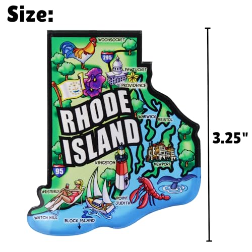 Imán Acrílico Mapa Estado Rhode Island 3.25x2.75 in miniatura 5