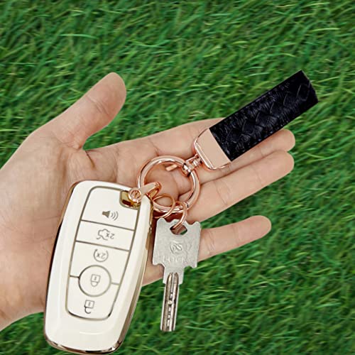 Hzmm Genuine Leather Car Keychain, Universal Key Chains, Leather Car Keychain, Handmade Knit Sheepskin Key Chains, Universal Leather Car Keychain With Anti-Lost D-Ring, 2 Keyrings And 1 Screwdriver #TOP5