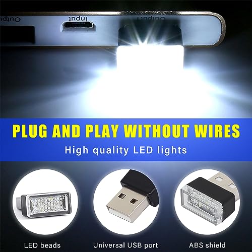 image for Augeny 7 PCS USB LED Car Interior Atmosphere Lamp, Plug-in USB Decor N
