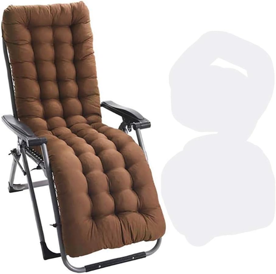 Patio Chaise Lounger Cushion, Indoor/Outdoor Chaise Lounger Cushions Rocking Chair Sofa Cushion with 6 Ties,Thick Padded Chaise Lounger Swing Bench Cushion,61Inch (Coffee)