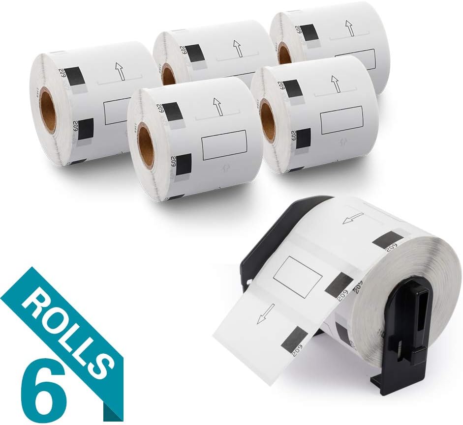 Airmall-Compatible Label Replacement for Brother DK-1209 Die-Cut Small Address Barcode 1.1" X 2.4” Replaceme Labels,Compatible with Brother QL-500 QL-700 QL-810W 820NWB QL-1110NWB, 6 Rolls +1 Frame
