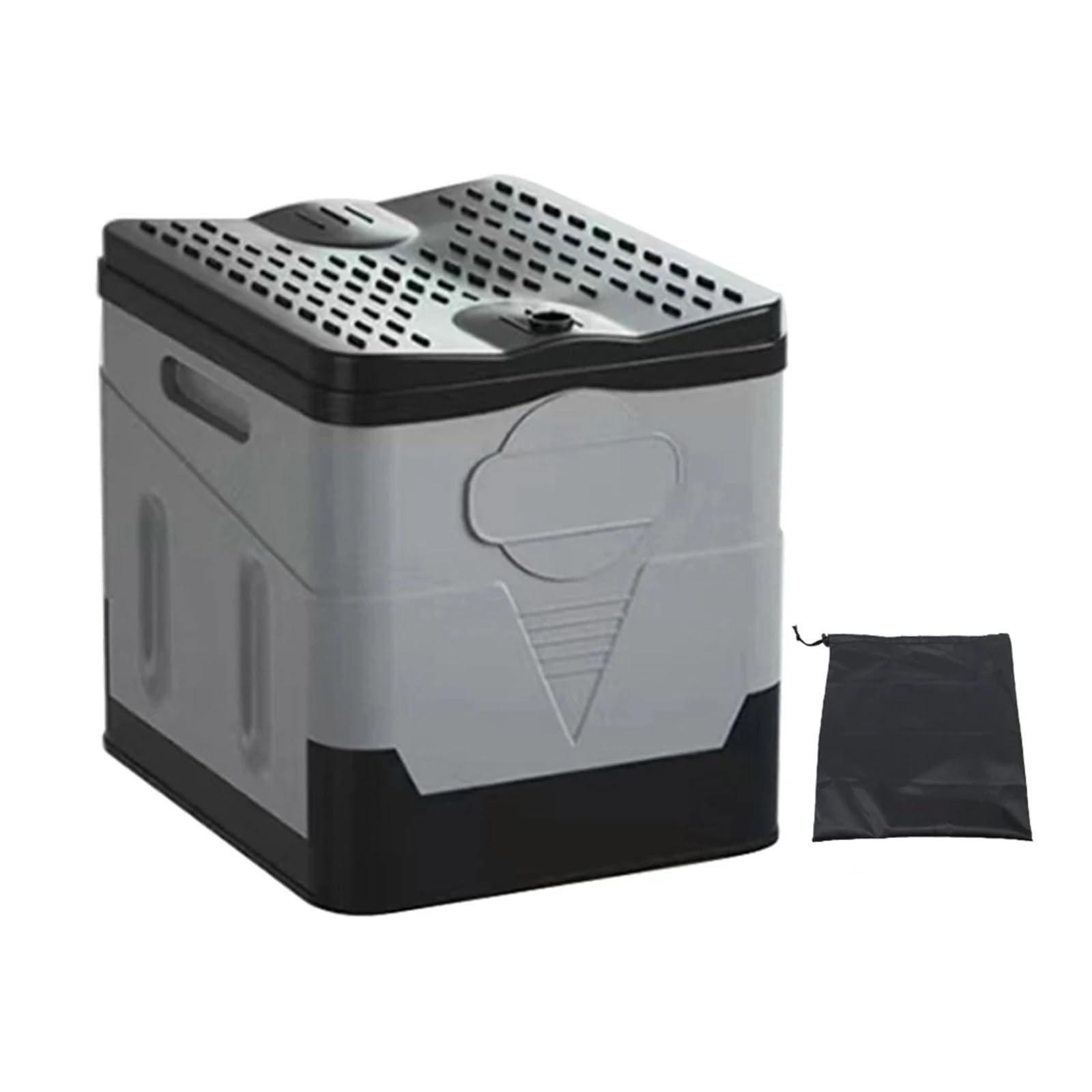 Folding Toilet Movable Toilet Portable Car Toilet Bucket Capacity Reusable Trash Can for Tour Emergency Self-Driving Travel(2 Set Black Grey)