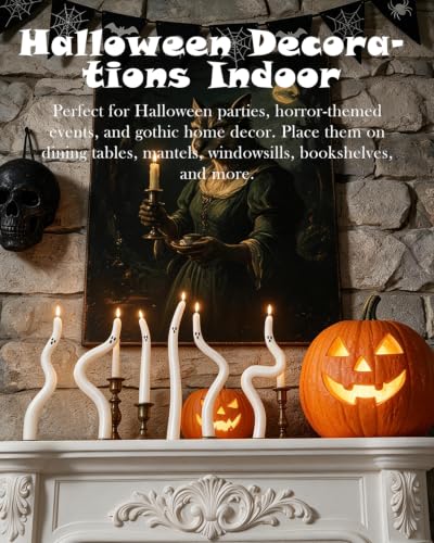 Ghost Taper Candles for Halloween, 6 Pack - image 8