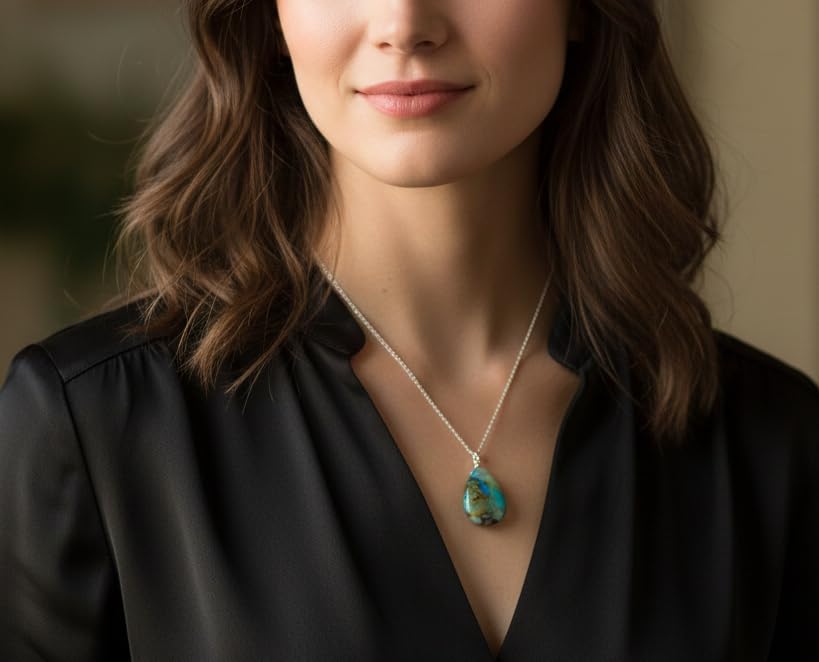 Natural Malachite Pendant Necklace for Women – Pear Cabochon Green Gemstone, Energy Healing Crystal Jewelry, 18 Inch Chain, Handmade AAA+ Gift - Image 3