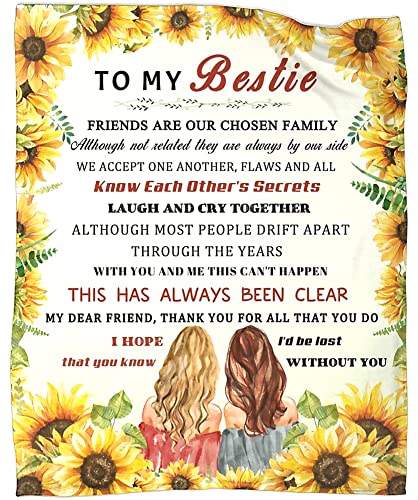 KCIWLOIZ to My Bestie Blanket for Women Ultra Soft Flannel Throw Blanket for Sister Girls BFF for Sofa Bed Friendship Gift for Friends Birthday Anniversary 50 x 60 Inch