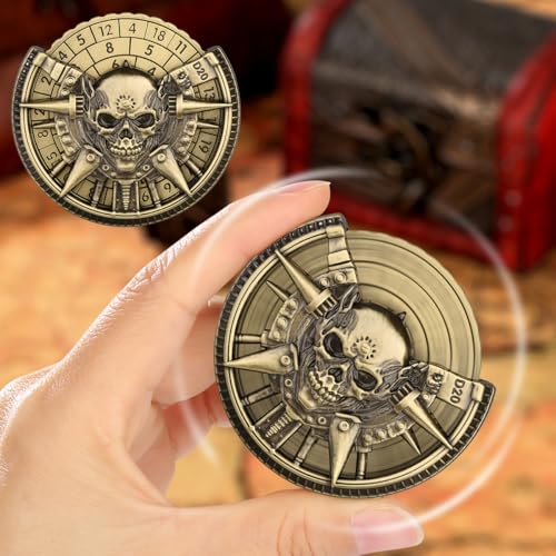 Dados Spinner DND Anticaídas con Ruleta de Calavera Metálica y Giro de Dedos 7