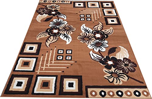 Image of Acrylic Rectangular Carpet for Hall | Mat for Living Room | 5x7 Feet Gold | Anti-Skid Carpets | Carpet for Bedroom Floor | Galicha for Hall | Home & Decor (150x195 CM - Gold Color)