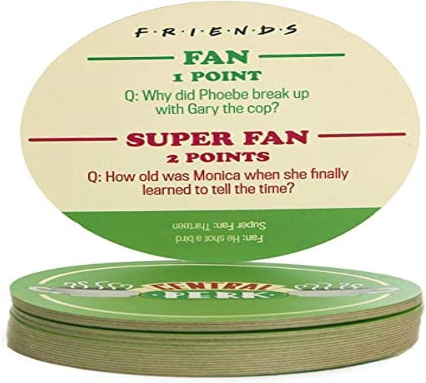 Friends TV Show Central Perk Trivia Coasters, Set of 20 Drink Coasters with 40