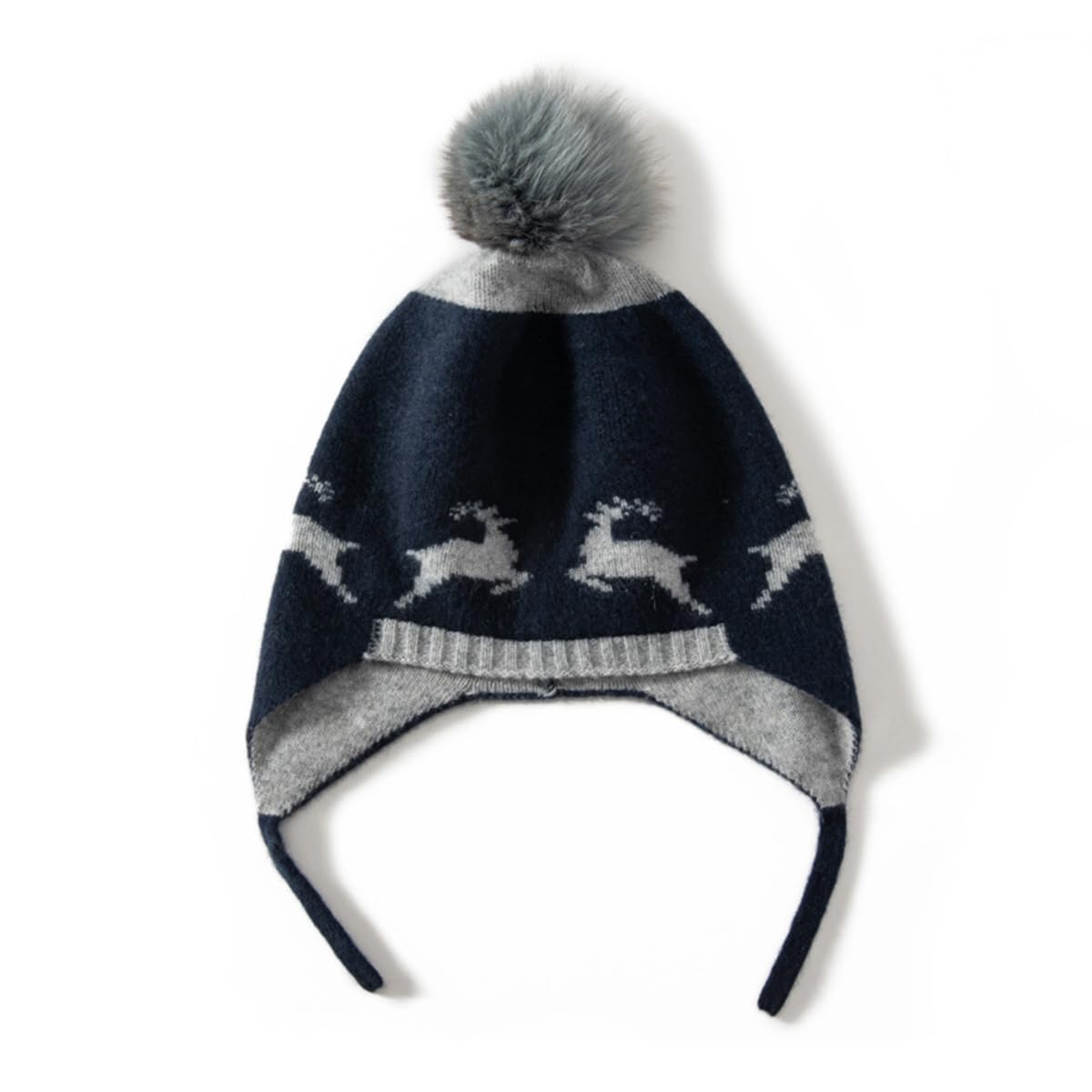 YUONNY 100% kaszmirowa dzianinowa czapka na uszy dla dzieci w wieku 3-8 lat dzieci chłopcy dziewczęta zimowa miękka ciepła dzianinowa czapka beanie z pomponem, prezent