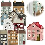 LS-LebenStil Teelichthaus Lichthaus 16cm Rosa Rot Keramik Fachwerkhaus Nyhavn Teelichthalter Windlichthalter Kerzenständer Teelichtständer Windlicht für Teelichter Lichterhaus Fachwerkhaus