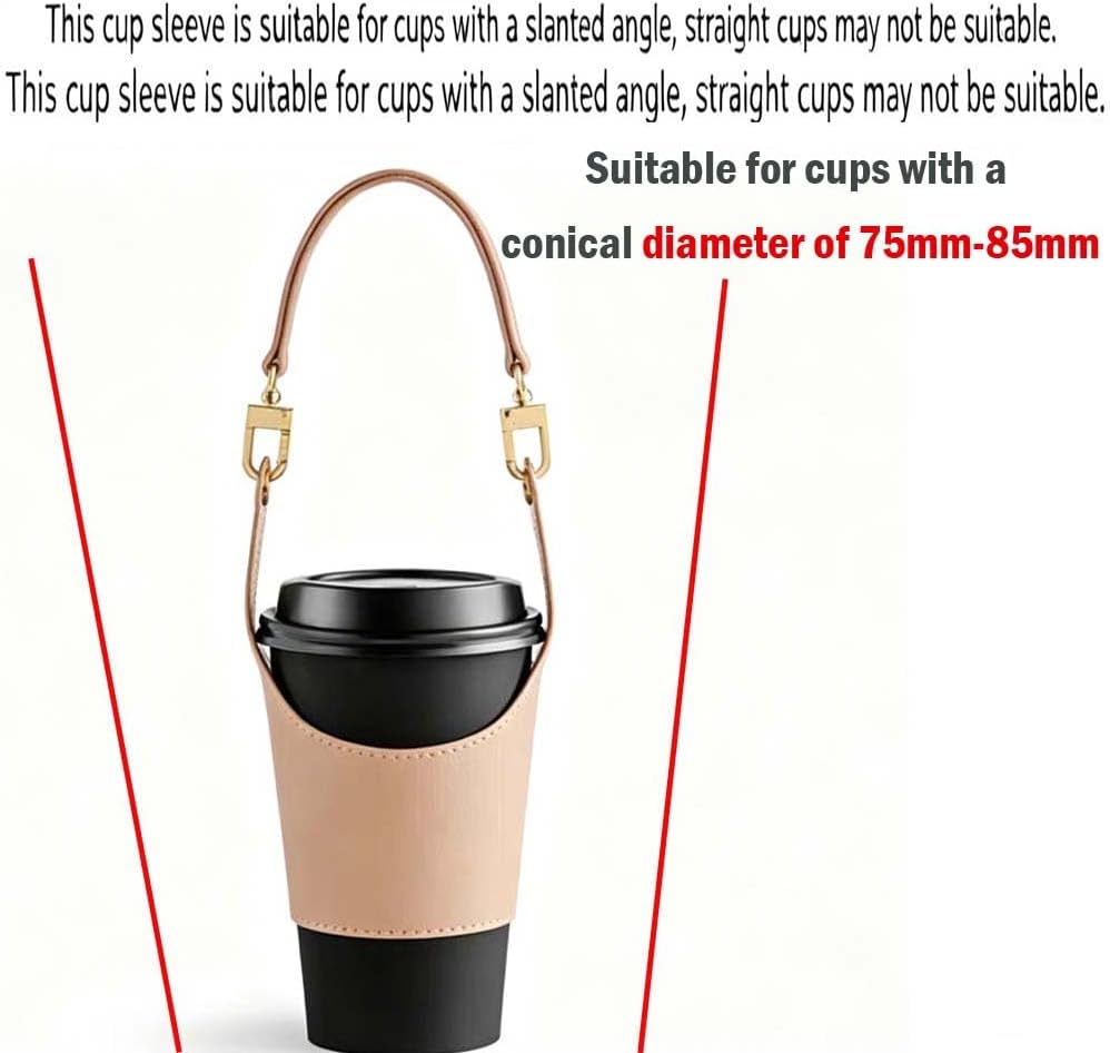 Coffee Cup Holder Tea Cup Protective Sleeve, Water Bottle Holder PU Leather Pouch, Outdoor Camping Shopping Travel cup Sling(Black) image 2