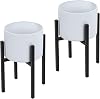 2Pcs Plant Pots Stand, 8-16inch Adjustable Four-legged Flower Stand with 12inch Iron Flower Pot, Iron Floor-standing Flower Rack, Nordic Style Plant Stand for Living Room, Office, Garden