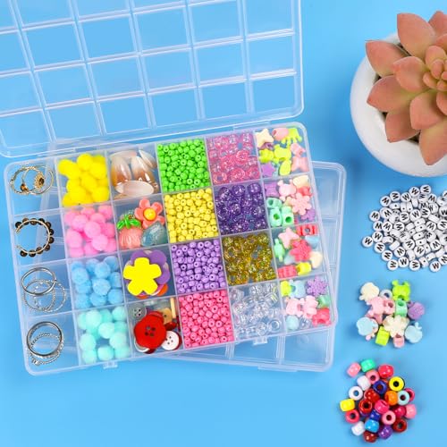 Image of Eppingwin 24 Grids Bead Organizer, Craft Organizers and Storage, Acrylic Organizers, Plastic Bead Organizer Box for Crafts Organizing Storing(2 pack)