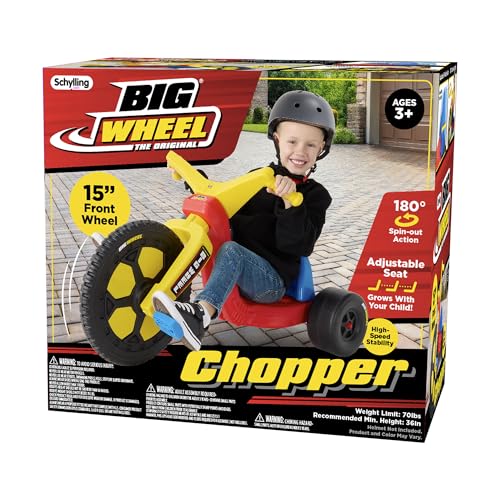 Image of Schylling Big Wheel Chopper - BWCHP - Low-Riding Tricycle with Adjustable Seat for Growing Child up to 70 lbs. - Original Classic Bike - Ages 3 and Up