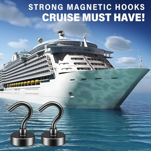 Image of FINDMAG 20 Pack 30LB+ Magnetic Hooks for Cruise Cabins, Black Magnetic Hook
