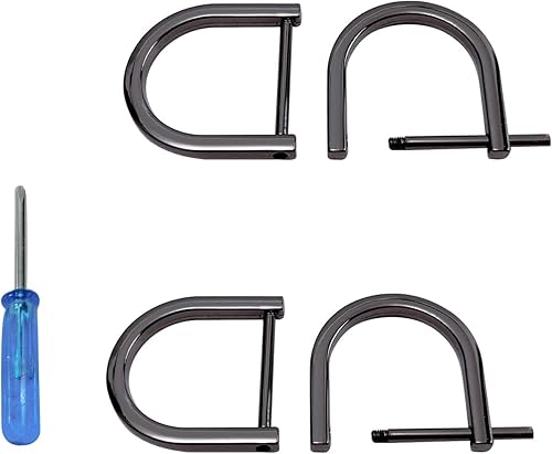 willikiva 4 anillos en D con tornillo de cierre de repuesto para llave de grillete en forma de U, soporte de anillos D, herradura, de cuero, para