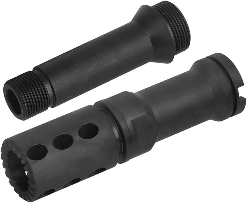 BBT CNC Steel Flash Hider Expansion -14mm CCW Counter-Clockwise Screw for VFC FN M249 Series GBB SMG Black AirsoftEra Keychain