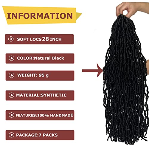 Faux Locs 7 Packs Soft Locs 28 Inch Faux Locs Crochet Hair For Black Women Butterfly Locs New Locs Crochet Curly Braiding Hair Extension (28 Inch (Pack Of 7), 1B) #TOP1
