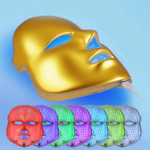 JMFBeauty LED máscara cara 7 colores dorado