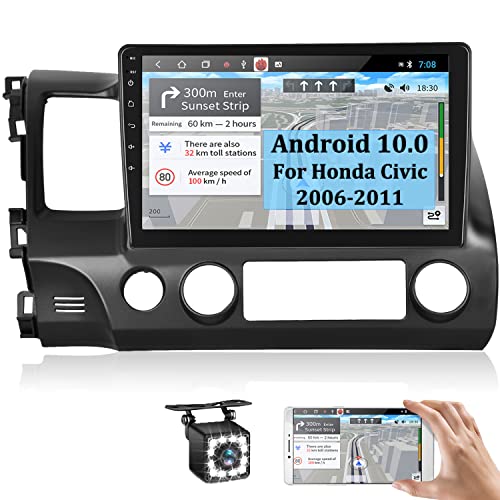 for Honda Civic 2006-2011 Android 10.1 Car Radio Stereo GPS CAMECHO 10.1 inch Capacitive Touch Screen Bluetooth/WiFi/FM Head Unit+Backup Camera for Honda Civic Accessories