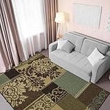 Ottomanson Ottohome Collection Contemporary Damask Design Non-Skid (Non-Slip) Rubber Backing Area Rug, 5' X 6'6