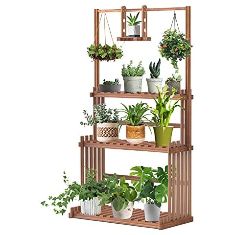 unho Estanteria para Plantas de Madera de Pino de 3 Niveles Cover