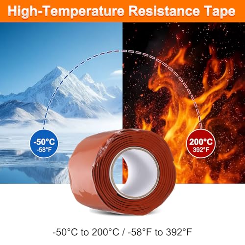 Image of uxcell Self Fusing Silicone Tape, 2 inch x 3ft Waterproof Water Leak Sealing Tape for Plumbing Pipe Hose Repair Handles, Red (1mm Thick)