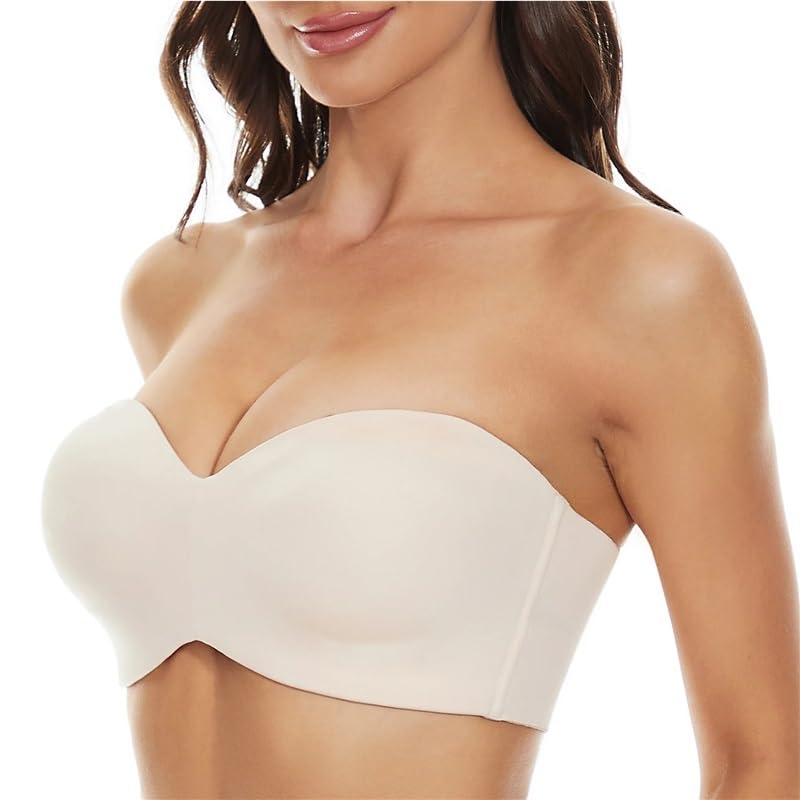 Soutien-gorge grande taille sans armature haut tubulaire froncé skin