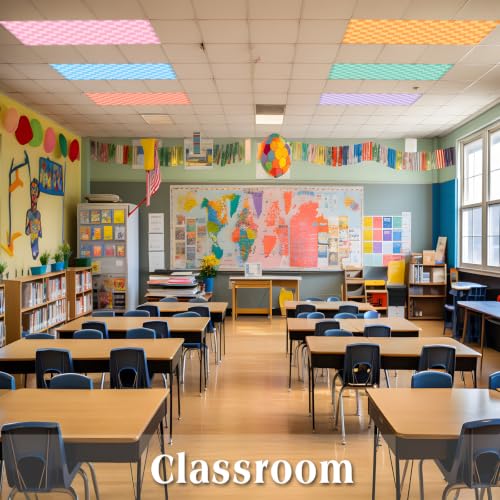 Image of 6 Pcs Light Covers for Ceiling Lights Classroom,Gingham | Magnetic Light Covers Classroom Filters, 4 x 2 ft, Room Office School Supplies, Reduces Fluorescent /LED Glare and Eye Strain
