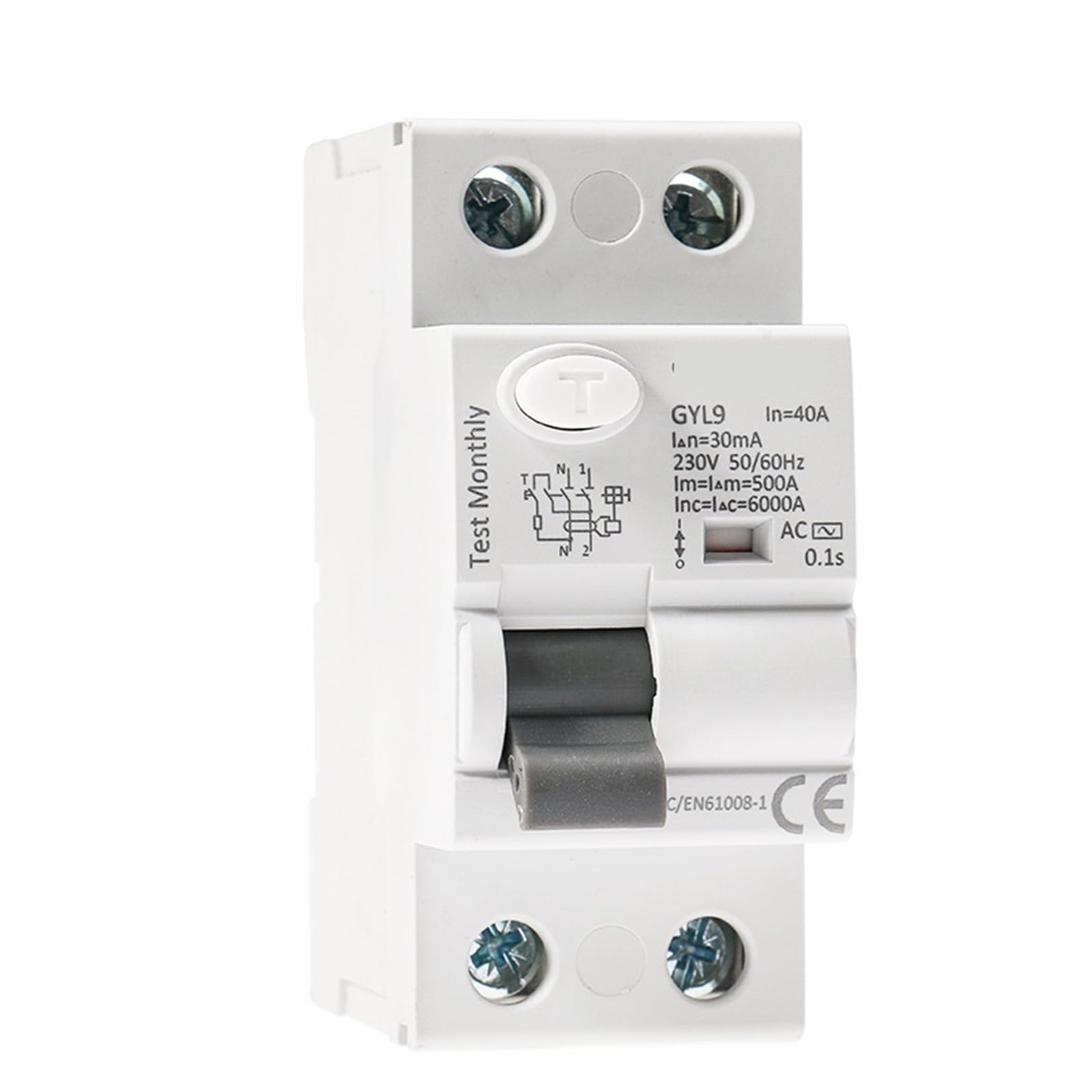 GYL9 AC Type RCCB Electromagnetic Residual Current Circuit Breaker AC ELCB 2 Pole 25A 40A 63A 100A RCD 30mA 100mA 300mA 1Pcs(2P 100A,30mA)