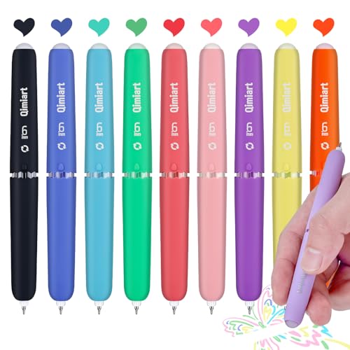 Temiary Set de 9 Bolígrafos Gel Borrables Colores
