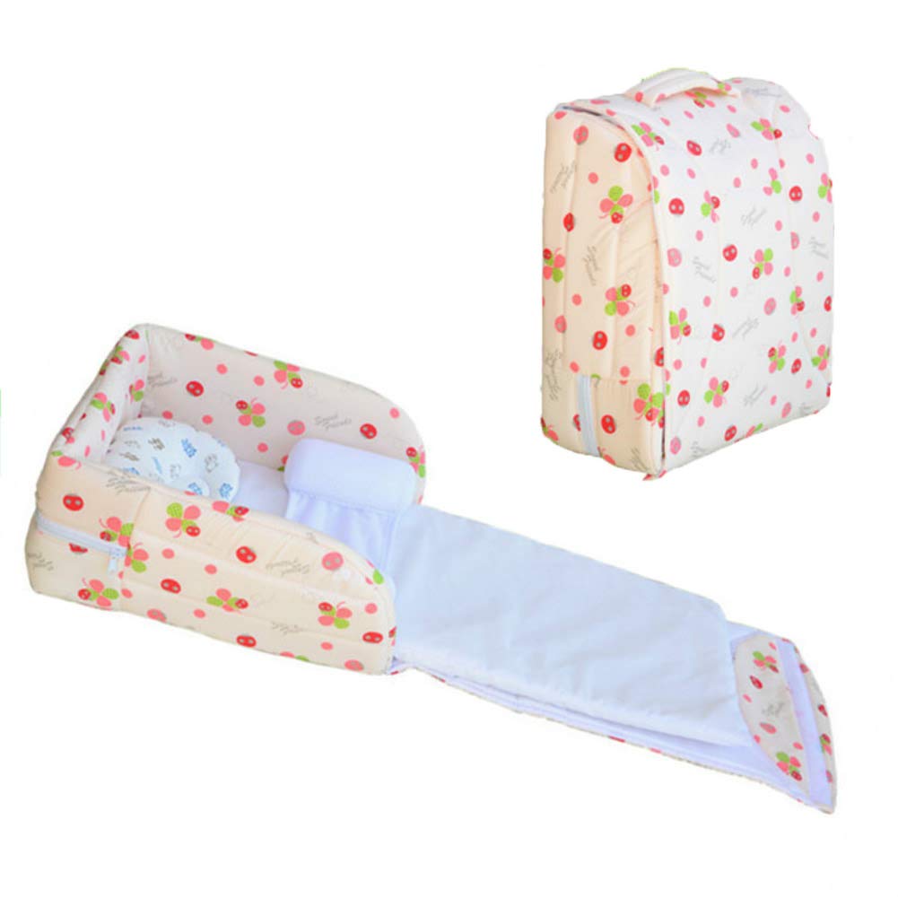 Portable Crib Bed with Positioning Pillow with Bamboo Fiber Small Pillow Red