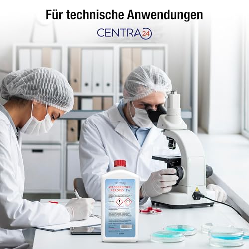 Centra24 Wasserstoffperoxid 12%, 1 Liter, Immer Frisch, technisch, Oxydator im Teich, Aquarium, Reinigung, Bleichen, Beizen, stabilisiert